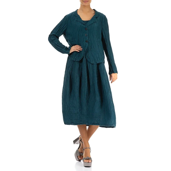 Grizas Silk Linen Jacket Dark Teal is a timeless style in a rich colour. Available on Colmershill.com, top UK stockist