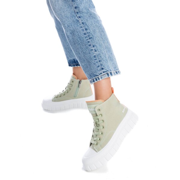 Refresh Chunky canvas high top trainers in an aqua (sage green) colour