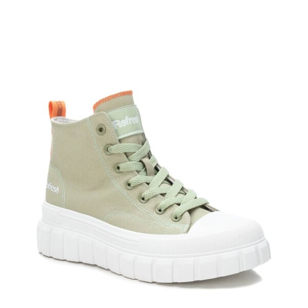 Refresh Chunky canvas high top trainers in an aqua (sage green) colour