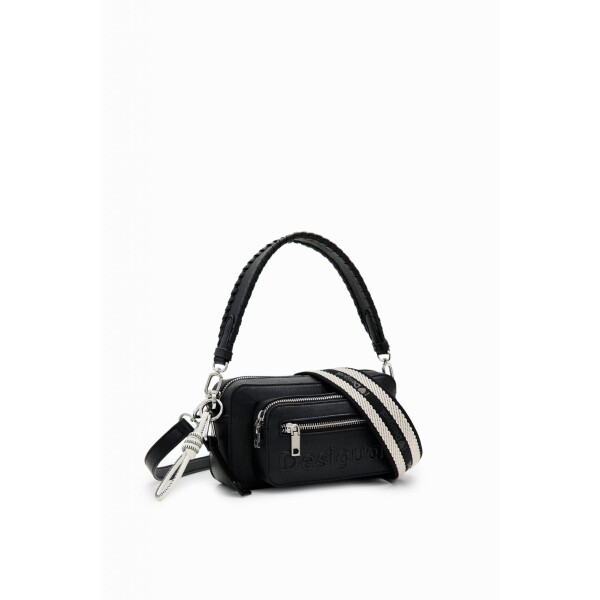 Desigual Prime Sumy Handbag in black is a neat bag with lots of pockets and both a shoulder and short strap for carrying
