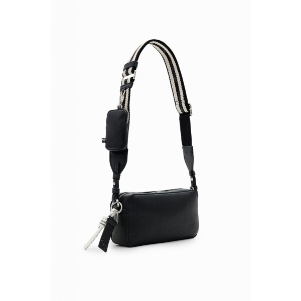 Desigual Small Handbag in black is a neat bag with lots of pockets and both a shoulder and short strap for carrying