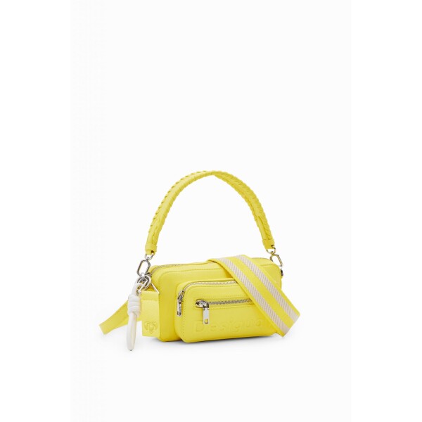 Desigual Half Logo Bag in Yellow is cute pop of colour. The bag has lots of different pockets and and three straps making it very functional