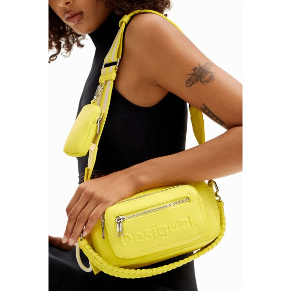 Desigual Half Logo Bag in Yellow is cute pop of colour. The bag has lots of different pockets and and three straps making it very functional