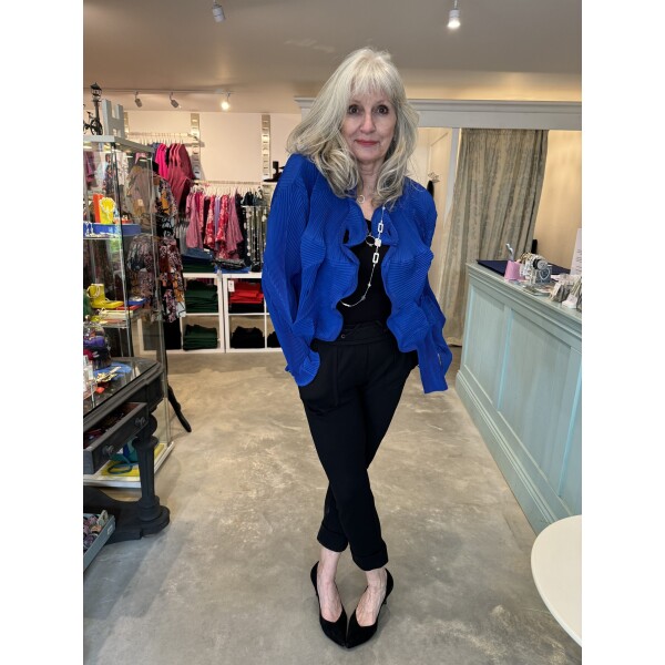 Thanny Short Plisse Jacket Royal Blue LIS2434 is an usual jacket great for special occasions to add a real wow factor to your outfit