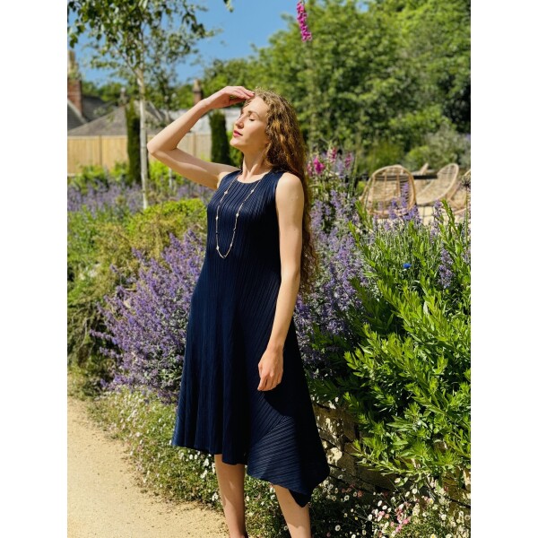 Thanny Sleeveless Plisse Dress in Royal Blue