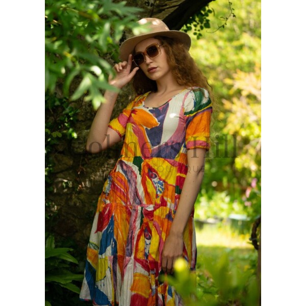 Dress Addict Jess-409 Dress in a multicolour print has short sleeves and is a colourful summer dress