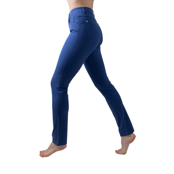 Marble high waisted stretch cotton straight jeans in indigo 2403-225