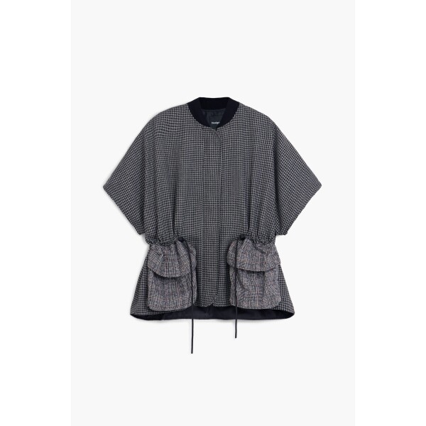 Desigual Harringa Richmond Poncho in houndstooth with Accordion pockets on the front and adjustable ties around the waist