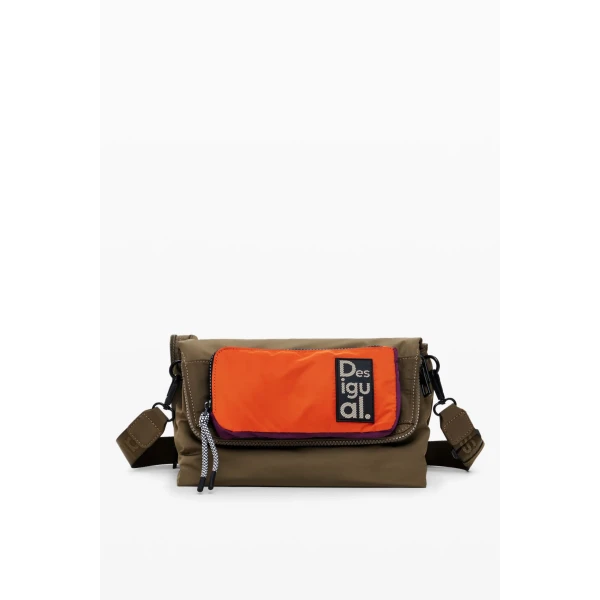 Desigual Modularis handbag in khaki is a multi-use bag which can be worn in several different ways and separates into different bags