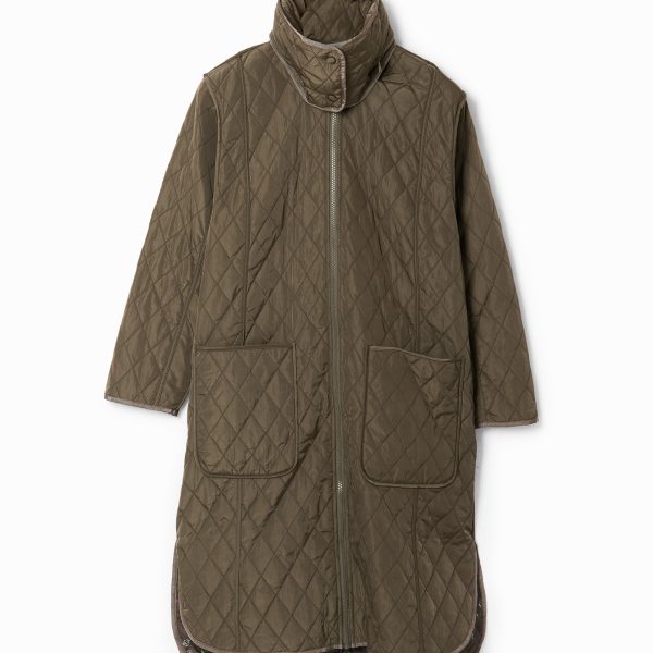 Desigual Odense Long Padded Jacket in Khaki 24WWEWBK