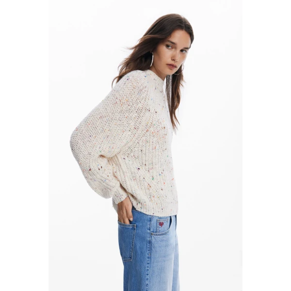 Desigual Derby Sweater in ivory with flecks of colour woven into the knit