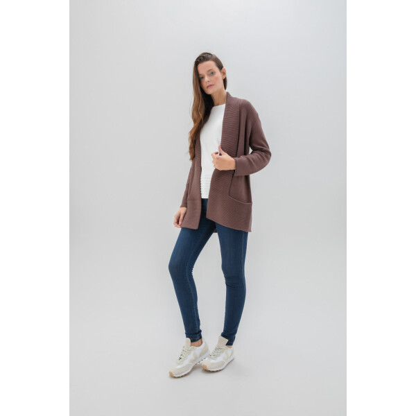 Marble edge to edge cardigan with pocket details and ribbing in a beautiful Chocolate Brown colour 6391-220