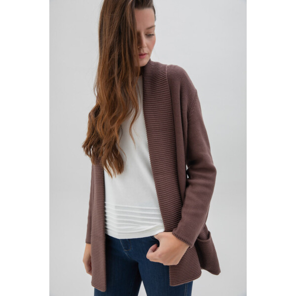 Marble edge to edge cardigan with pocket details and ribbing in a beautiful Chocolate Brown colour 6391-220