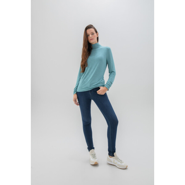 Marble Polo Neck Top in Sea Foam 6400-223