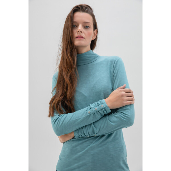Marble Polo Neck Top in Sea Foam 6400-223