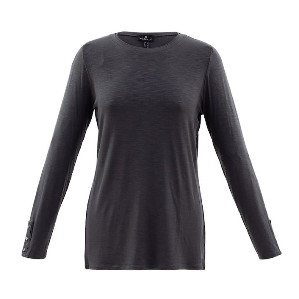 Marble Crew Neck Top Charcoal made of viscose slub 6401-105