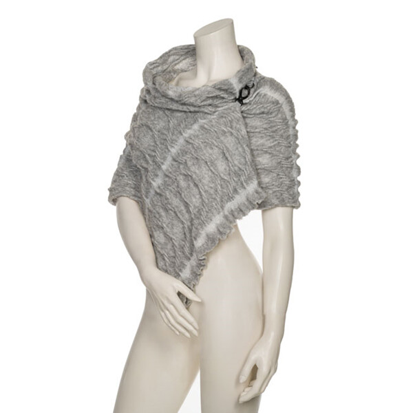 Beate Heymann structured grey stole is a luxurious wool mix accessory 9007-8