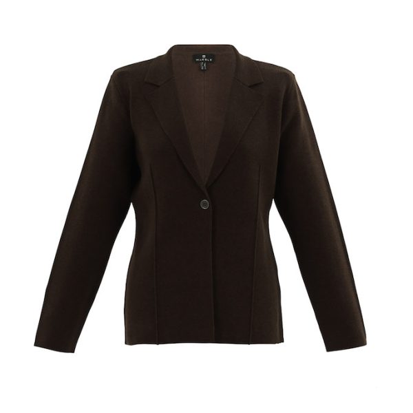 Marble knitted blazer in chocolate brown 7597-220