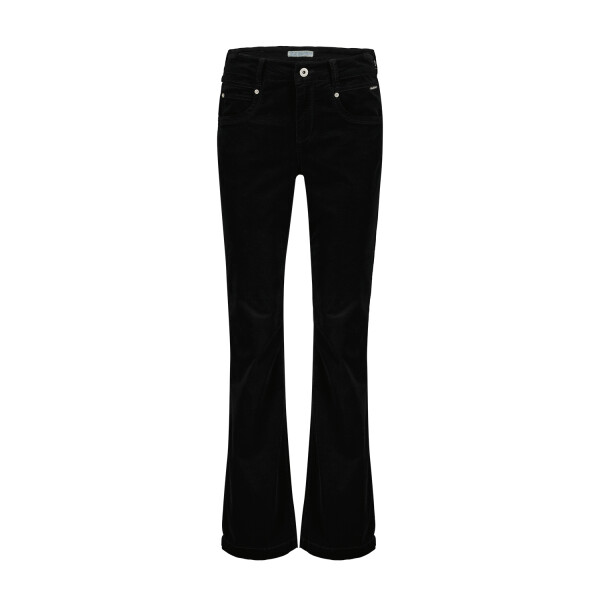 Red Button Bibette Velvet Trousers in Black SRB4319 have a flared lower leg