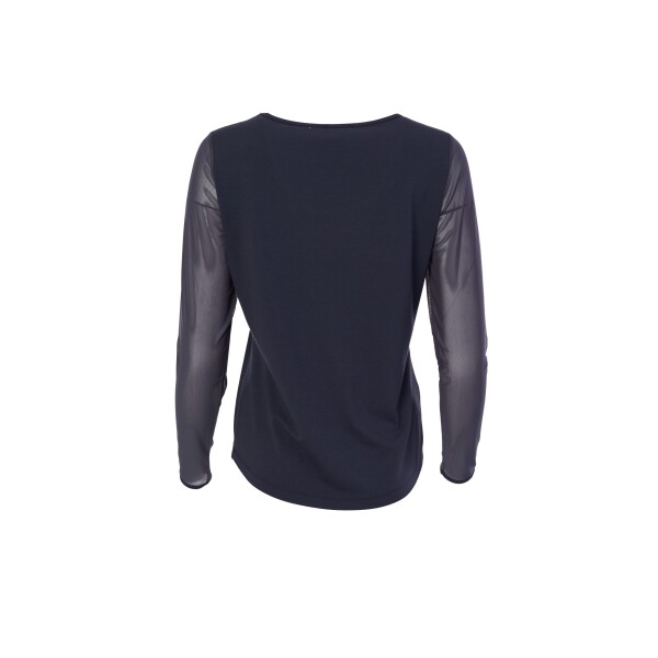 Naya mesh sleeve jersey top is a great piece for layering an outfit or adding sleeves to a sleeveless top