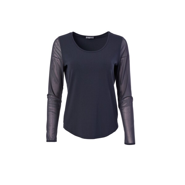 Naya mesh sleeve jersey top is a great piece for layering an outfit or adding sleeves to a sleeveless top