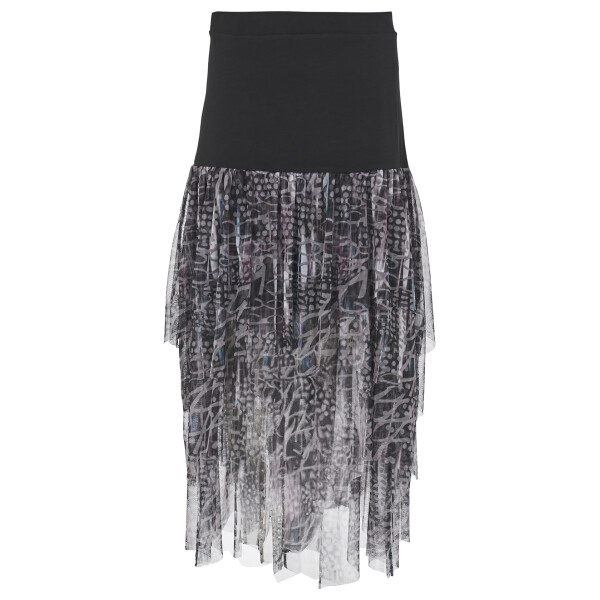 Kozan Skirt in Twilight print is a mesh skirt with angled and layered cuts making it a very playful, feminine but elegant skirt. LI-3378