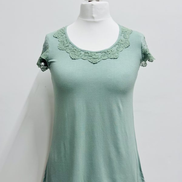 Out of Xile Jersey Lace T-shirt in Ocean Green