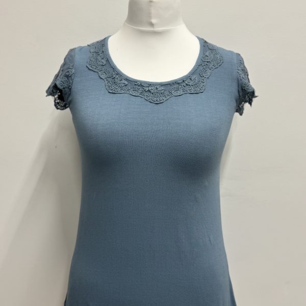 Out of Xile Jersey Lace T-shirt in Marine Blue
