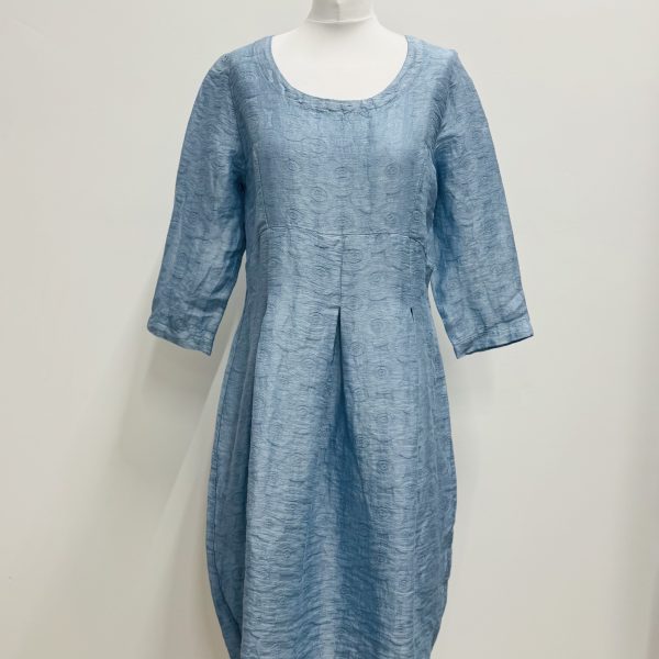 Out of Xile Tulip Hem Linen Sparkle Dress in Marine Blue