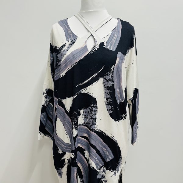 Elsewhere Brush Stroke Print Jersey Tunic