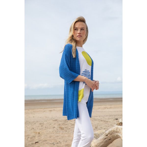 Marble mid-length textured cardigan in blue 7814_153