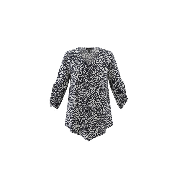 Marble tunic with an abstract print in navy and white. V-neck and 3/4 length sleeves 7937_103