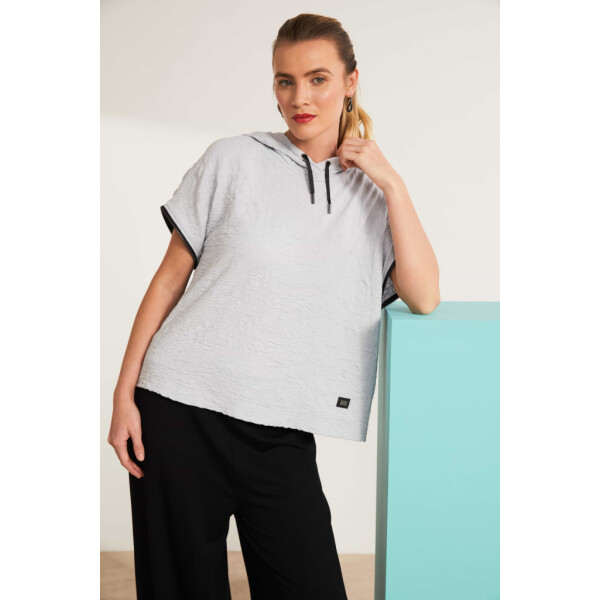 Naya Embossed Hooded Top with Zip Detail at Sideseam (NAS25220) Silver