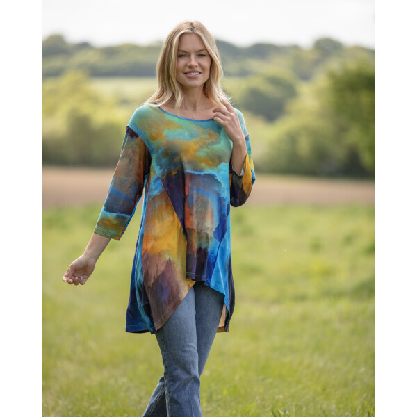 From My Mother's Garden Sky Abstract High Low jersey tunic