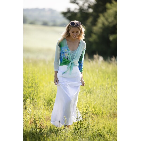 Forget Me Not Mesh Shrug by From My Mother's Garden is so pretty with the flower print