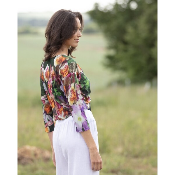 Pansy Pop Mesh Shrug by From My Mother's Garden looks great worn over a plain dress, skirts and trousers and provides arm cover