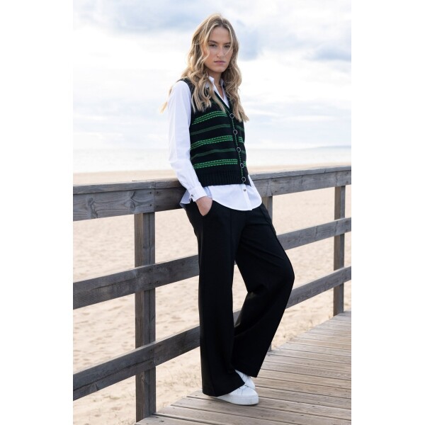 Marble Green and Black Knitted Waistcoat 8045-229 – sleeveless cotton layering piece