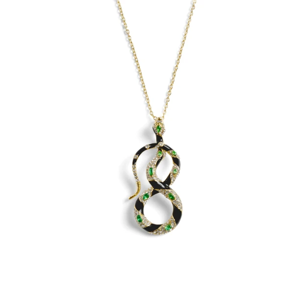 Bejewelled Snake Pendant Necklace