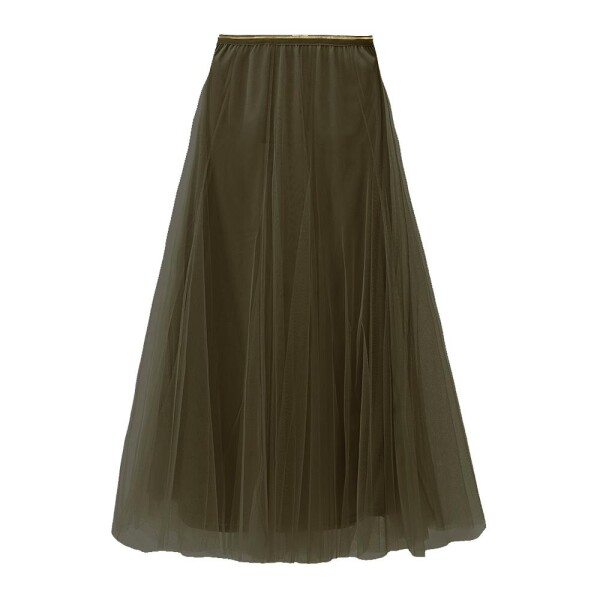 Tulle layer skirt in olive green
