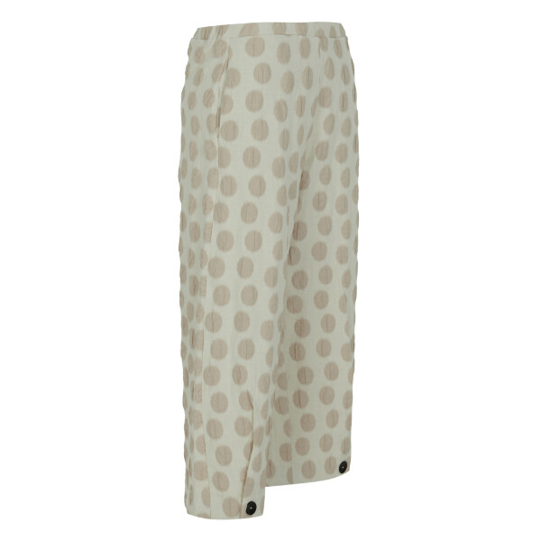 Side view of Kozan Valley Dotto trousers SP-3829 wide cropped leg with textured dot fabric
