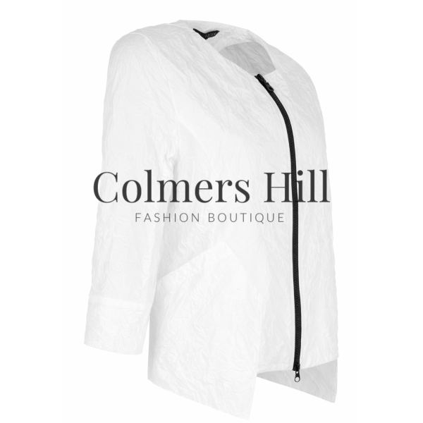Kozan IL-2650 white crinkled jacket with black zip
