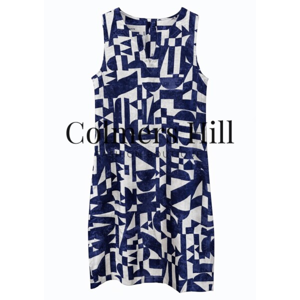 Foil Sun-Sational Linen Dress Best Angle navy white sleeveless – FO7465