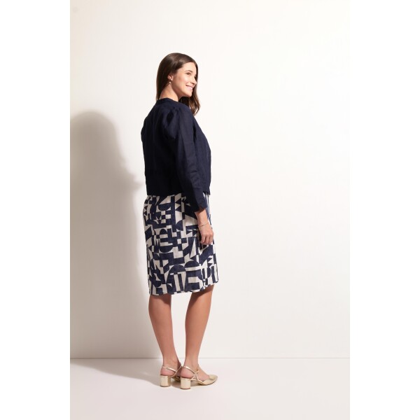 Foil navy cropped linen jacket Eclipse – FO8321