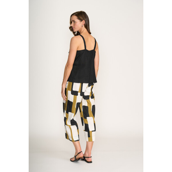 FO6918 Art Box elastic waist summer linen pant