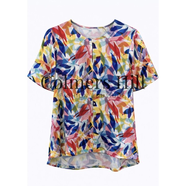 Foil Delightful Linen Top Printed Leaf short sleeve – FO8242