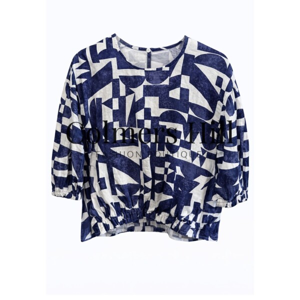 Foil Flex Appeal Linen Top Best Angle navy white print – FO8318