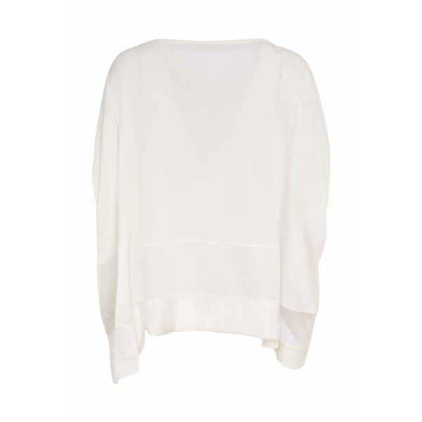 Naya cream square shape top with contrast fabric bands and dipping hem – Naya Clothing NAS26169