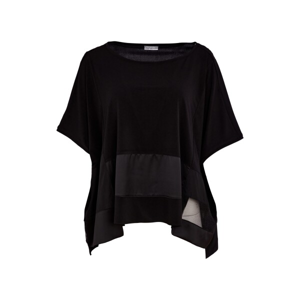 Naya black square shape top with contrast fabric bands and dipping hem – Naya Clothing NAS26169