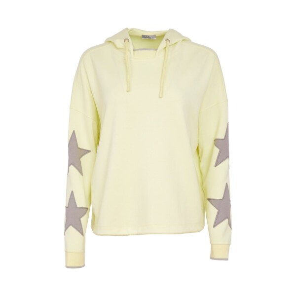 Naya hooded sweat top in lemon front view with contrast star sleeve detail – Naya Clothing NAS26214