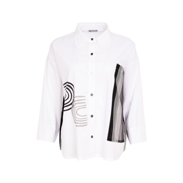 A modern take on the classic white shirt, this Naya Placement Print Shirt blends crisp tailoring with signature design detailing. Crafted primarily from soft stretch cotton